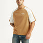Men's Colorblock Tan Loose Fit T-shirt - Styleshot View