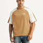 Men's Colorblock Tan Loose Fit T-shirt - Front View