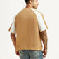 Men's Colorblock Tan Loose Fit T-shirt - Back View