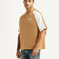 Men's Colorblock Tan Loose Fit T-shirt - Side View