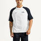 Men's Colorblock White Loose Fit T-shirt - Front View