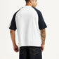 Men's Colorblock White Loose Fit T-shirt - Back View
