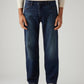 Men's 555 Dark Blue Relaxed Straight Fit Mid Rise Redloop Jeans - Front View
