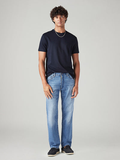 levi's Men's 555 Light Blue Relaxed Straight Fit Mid Rise Redloop Jeans-picture-10