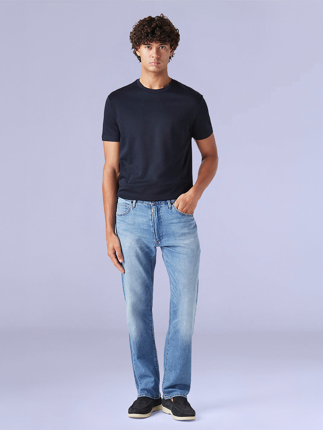 Men's 555 Light Blue Relaxed Straight Fit Mid Rise Redloop Jeans - ffacbbc7-3951-400d-9fc9-26a7eb087947 View