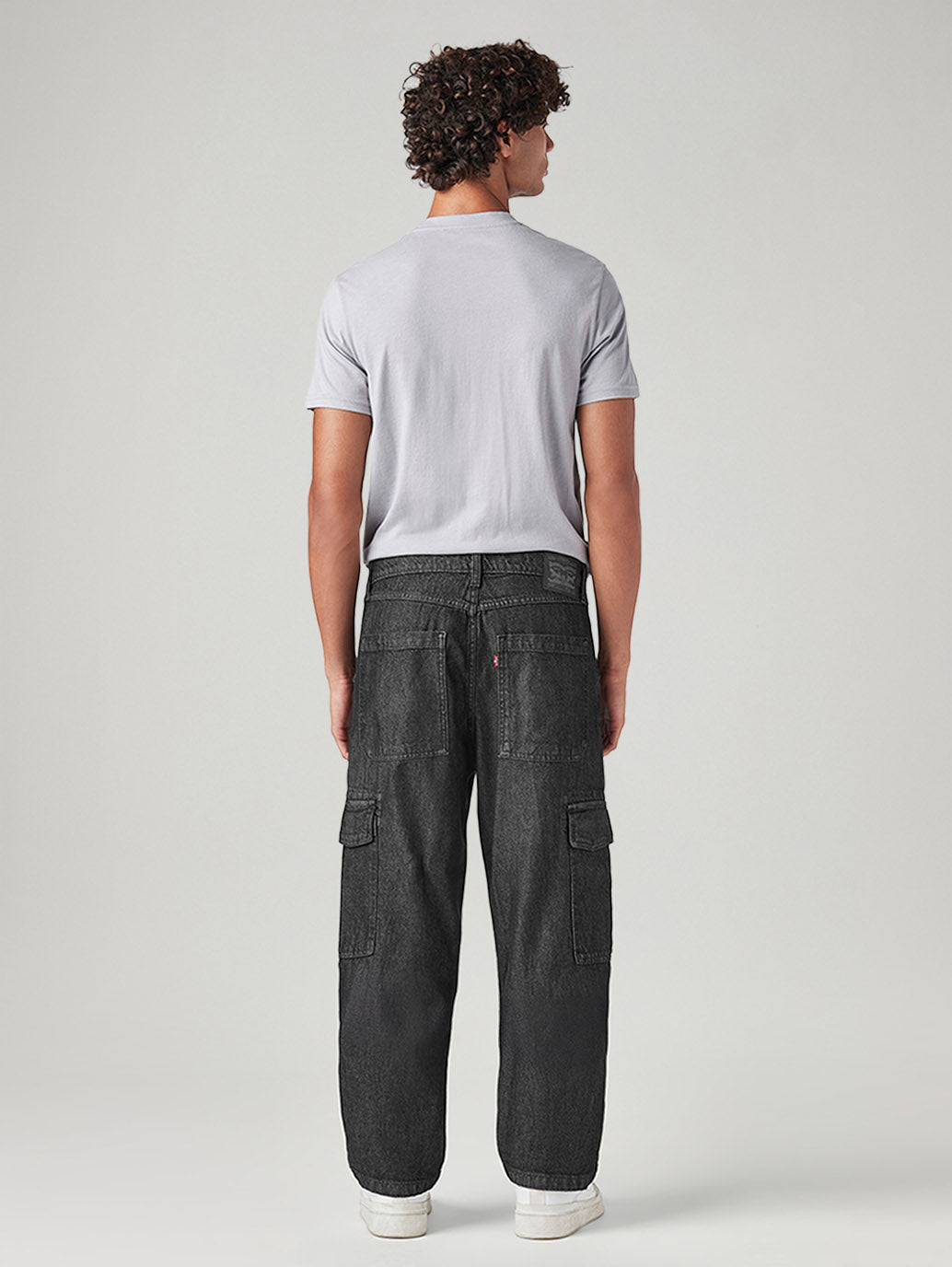 Men's 568 Charcoal Grey Loose Fit Mid Rise Cargos - Back View