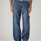 Men's 568 Blue Loose Fit Mid Rise Cargos - Front View