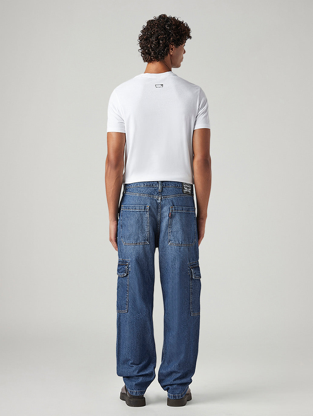 Men's 568 Blue Loose Fit Mid Rise Cargos - Back View