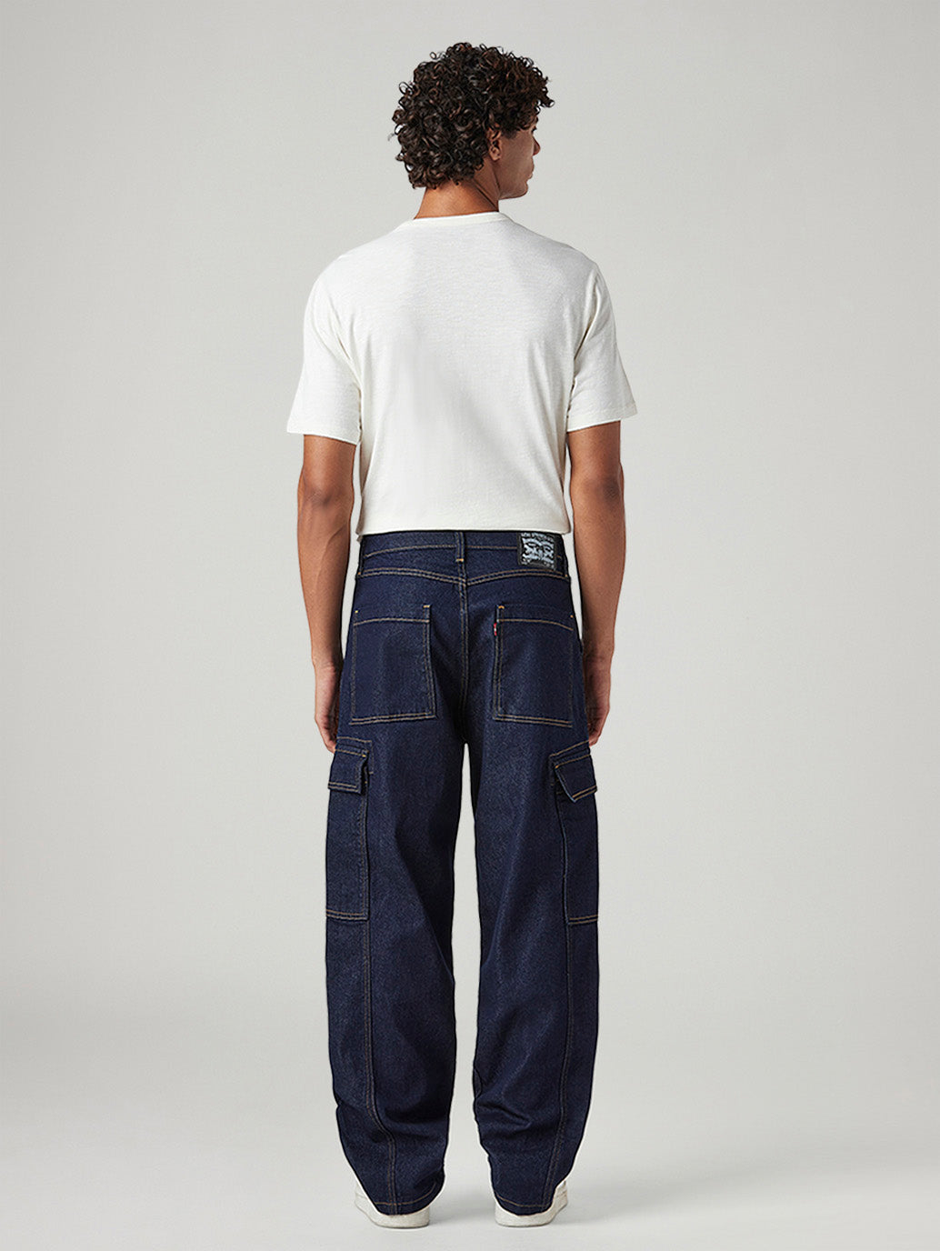 Men's 578 Dark Blue Baggy Fit Mid Rise Cargos - Back View