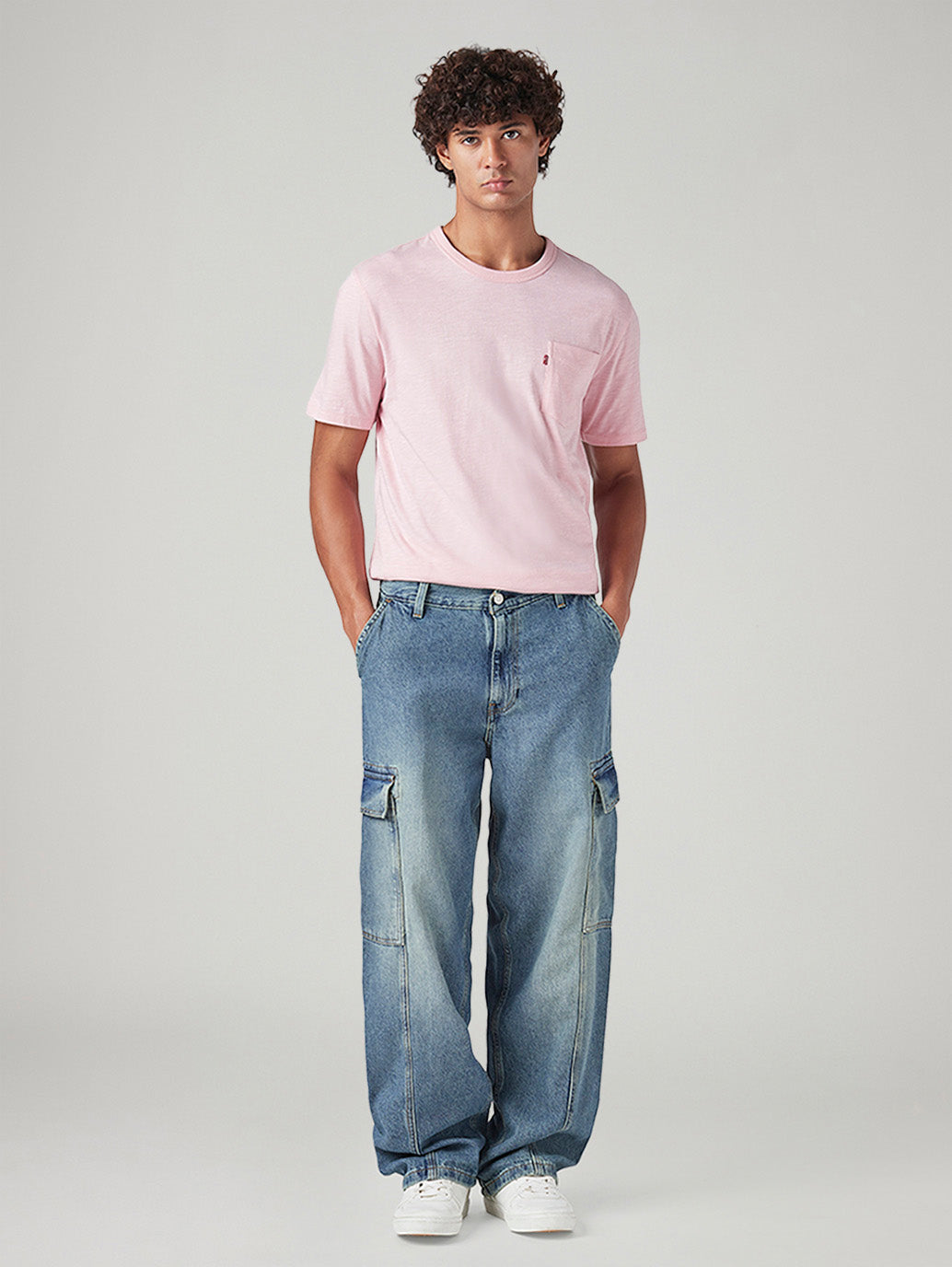 Men's 578 Blue Baggy Fit Mid Rise Tinted Cargos - Front View