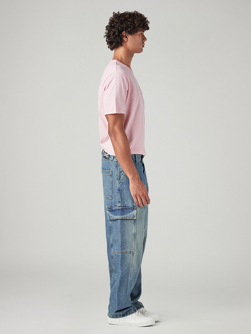 Men's 578 Blue Baggy Fit Mid Rise Tinted Cargos - Side View