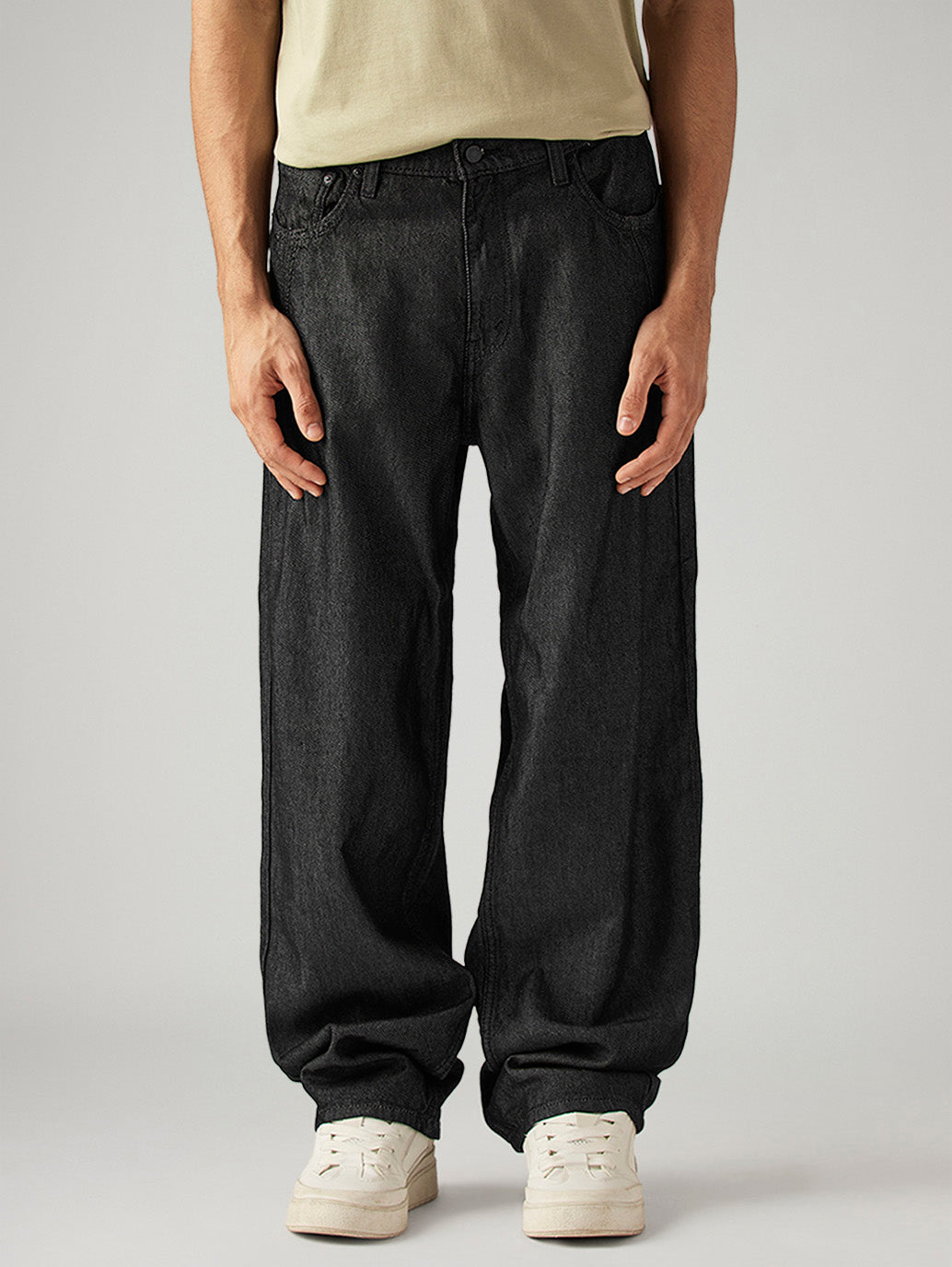 Men's 578 Black Baggy Fit Mid Rise Jeans - Front View