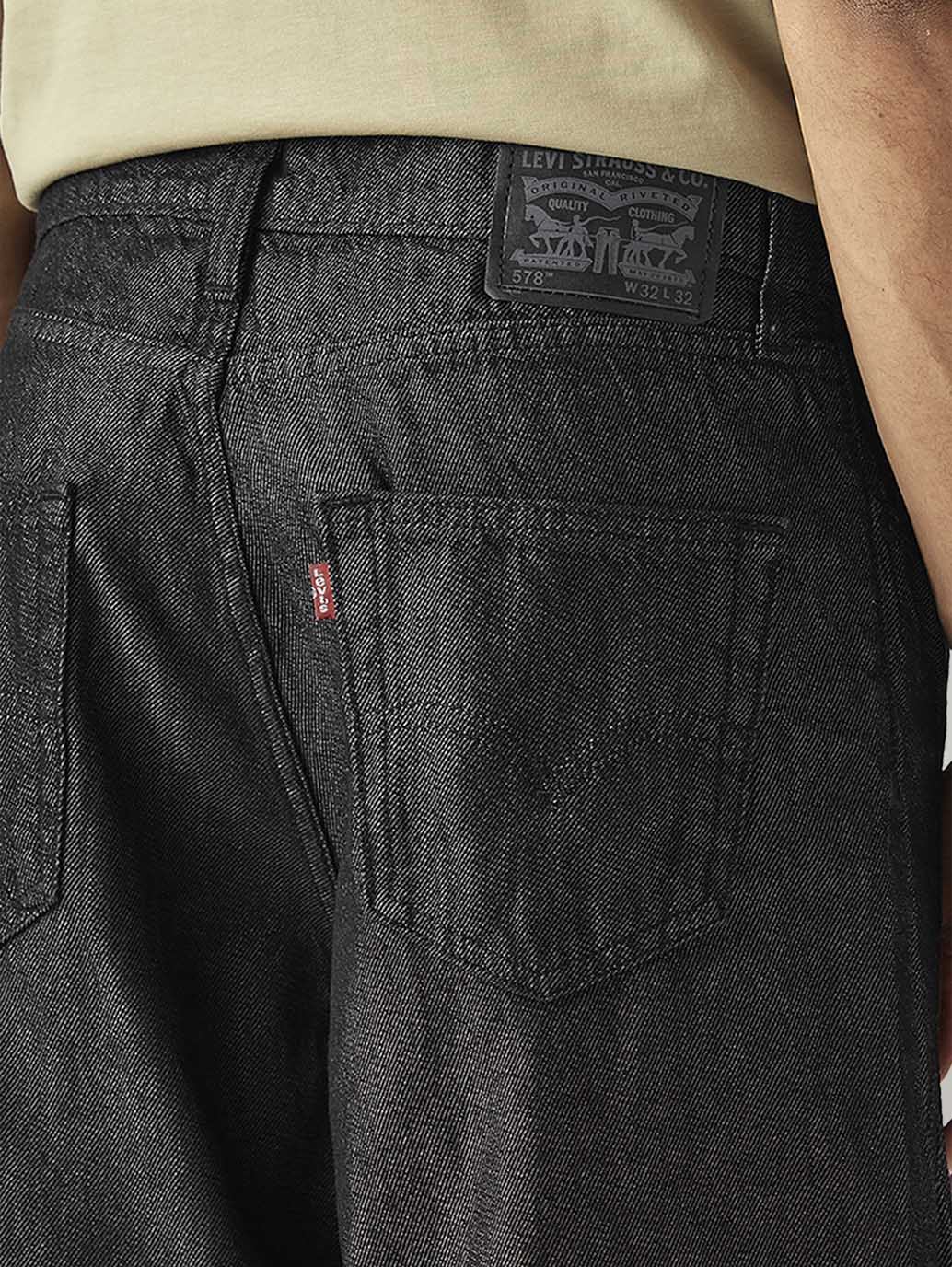 Men's 578 Black Baggy Fit Mid Rise Jeans - Detail View