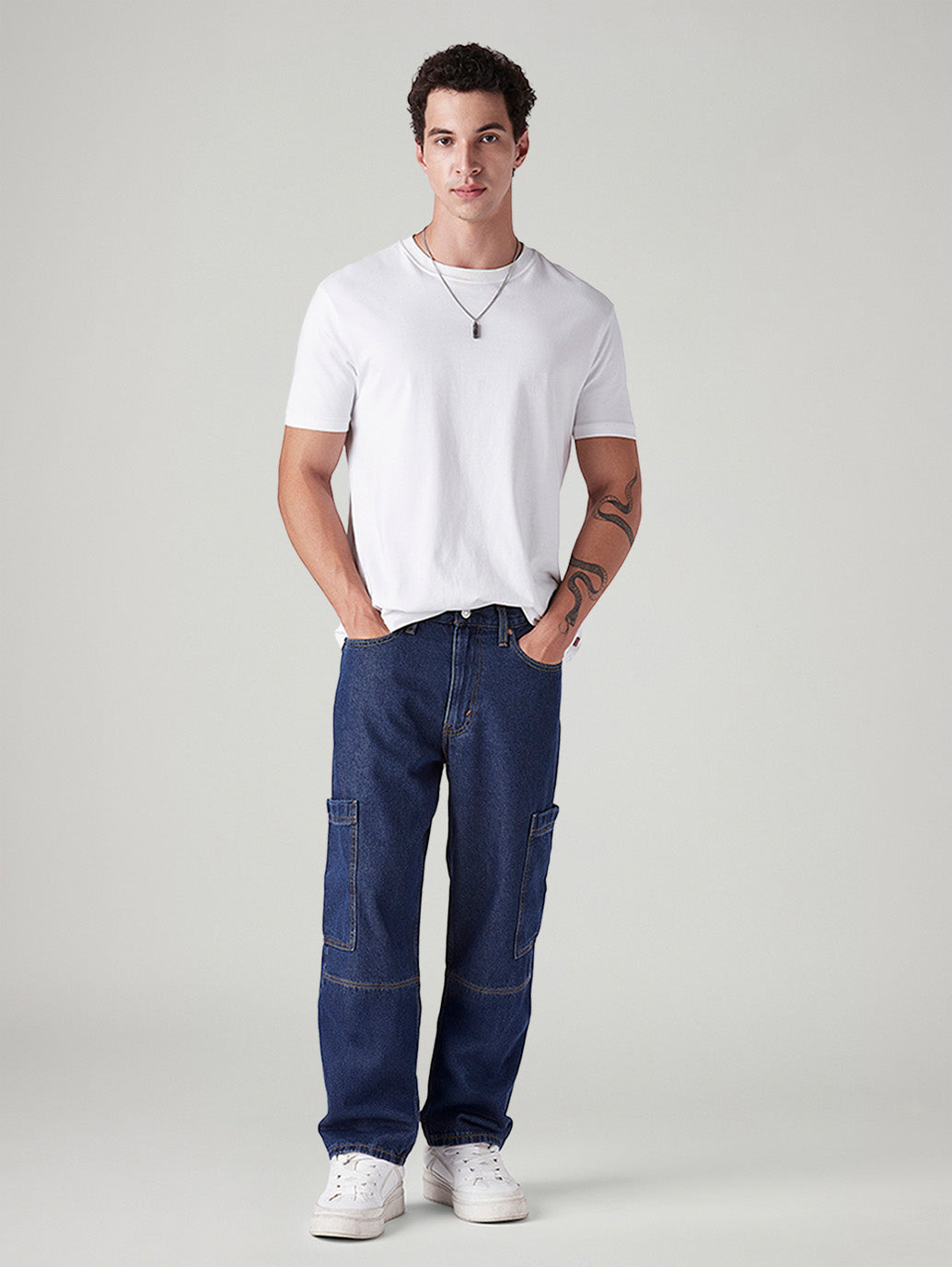 Men's 568 Med Indigo Loose Fit Mid Rise Jeans