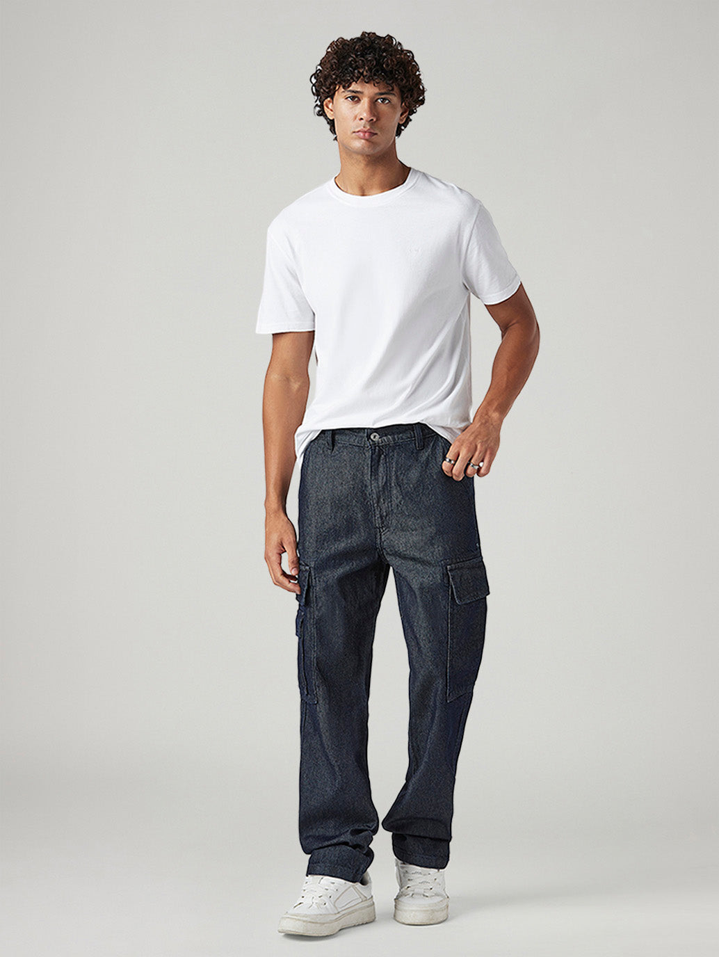 Men's 565 Navy Loose Fit Mid Rise Cargos