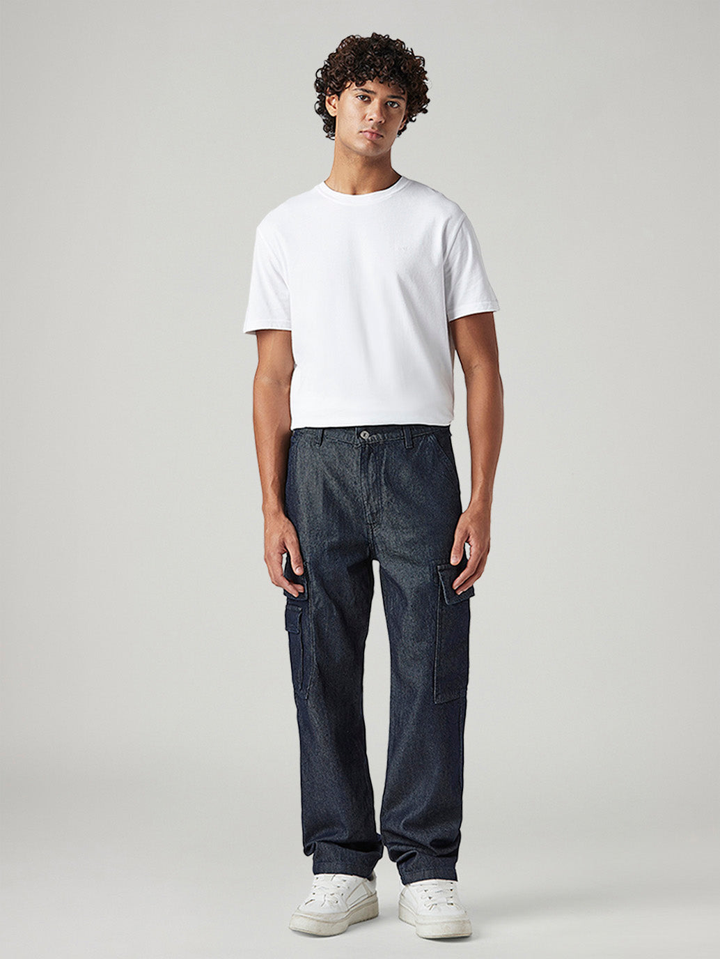 Men's 565 Navy Loose Fit Mid Rise Cargos - Front View