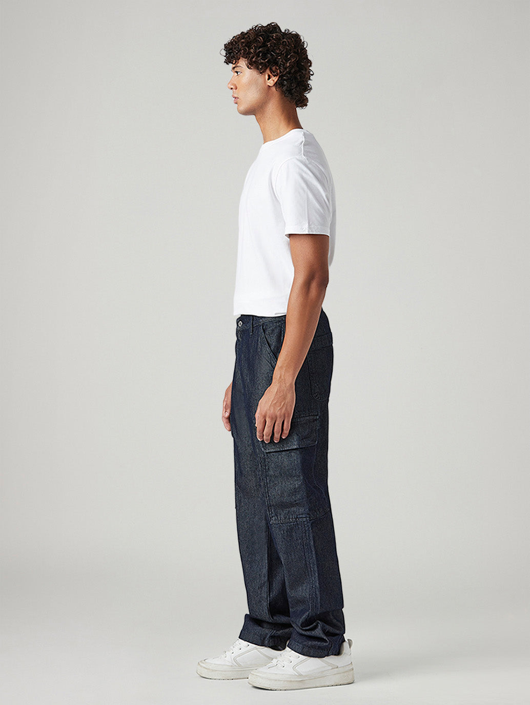 Men's 565 Navy Loose Fit Mid Rise Cargos - Side View