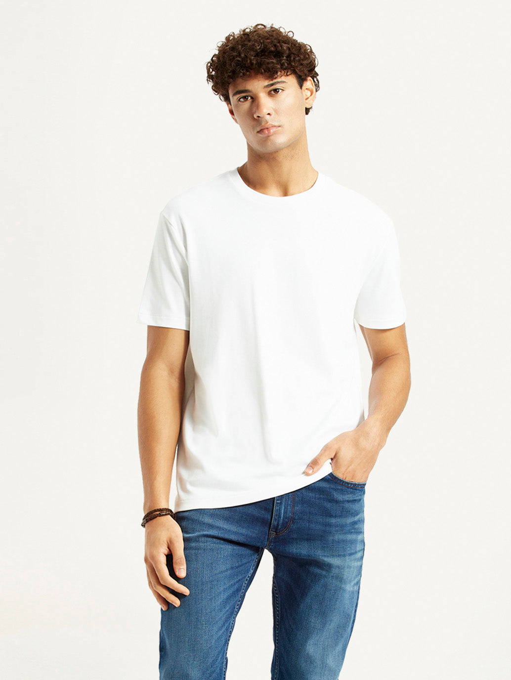 Men's Redloop Solid White Relaxed Fit T-shirt