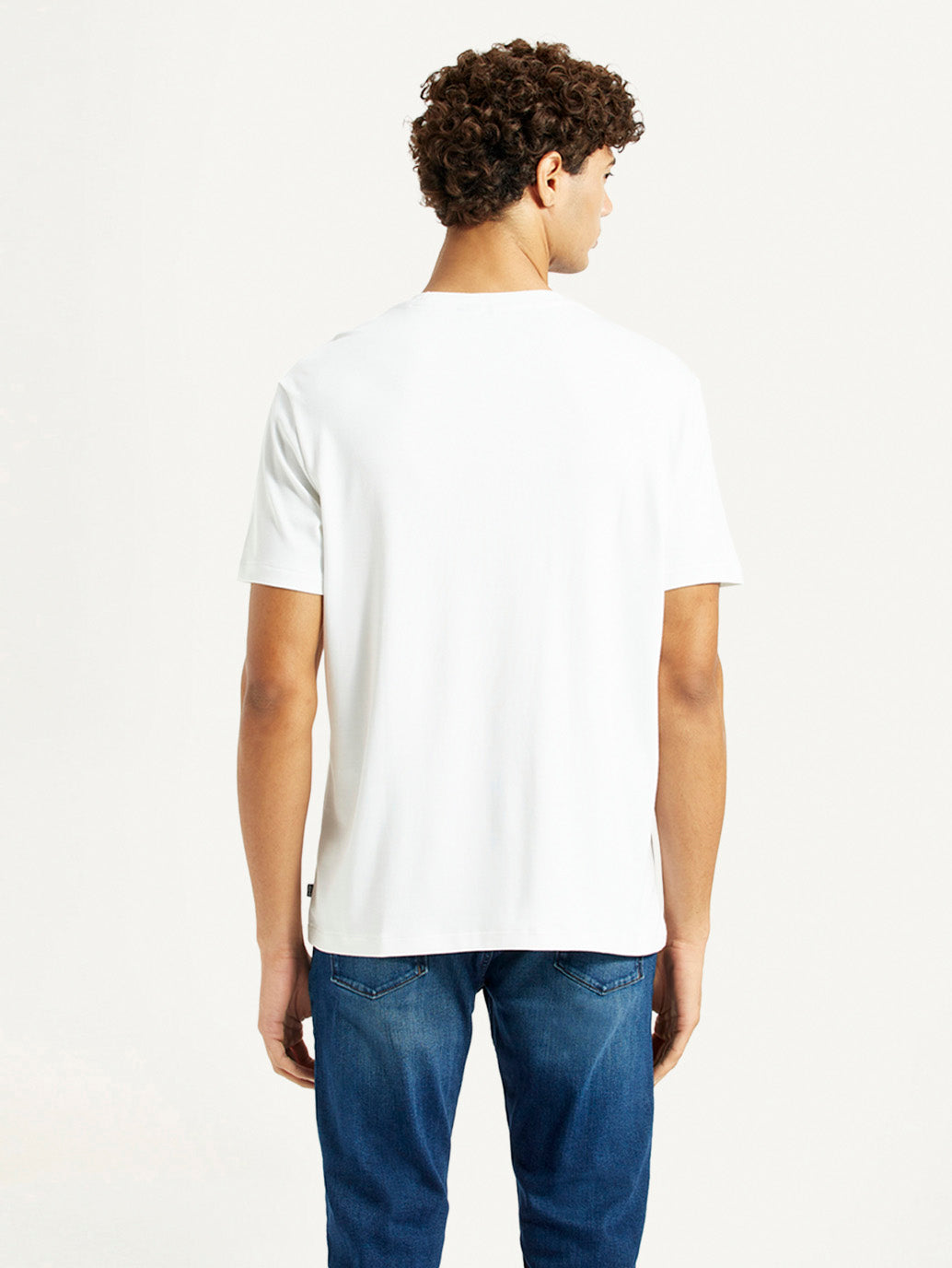 Men's Redloop Solid White Relaxed Fit T-shirt - Back View