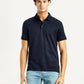 Men's Redloop Solid Navy Slim Fit Polo T-shirt - Front View
