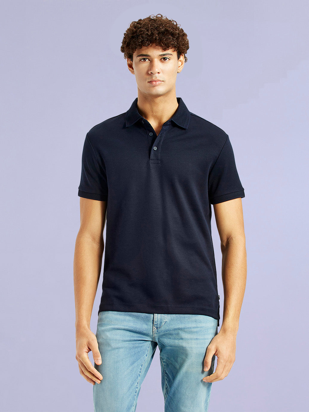 Men's Redloop Solid Navy Slim Fit Polo T-shirt - 084b4090-17de-4d63-9d0e-2417ce62ecb5 View