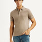 Men's Solid Beige Slim Fit Polo T-shirt - Styleshoot View