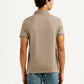Men's Solid Beige Slim Fit Polo T-shirt - Back View