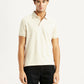 Men's Redloop Solid Cream Slim Fit Polo T-shirt - Front View