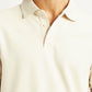 Men's Redloop Solid Cream Slim Fit Polo T-shirt - Detail View