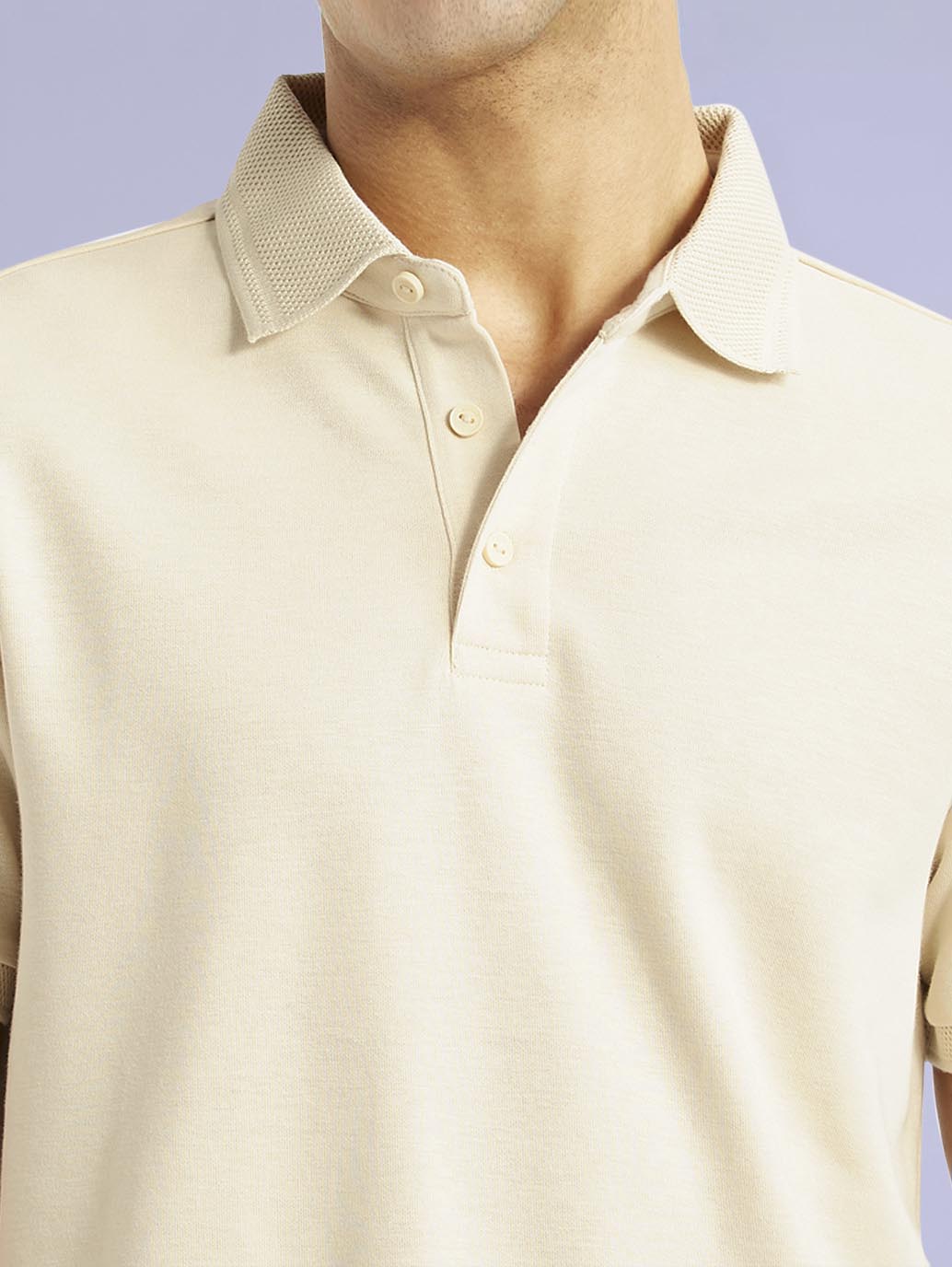 Men's Redloop Solid Cream Slim Fit Polo T-shirt - ad7615c3-a67d-4426-b450-61b77619fa57 View