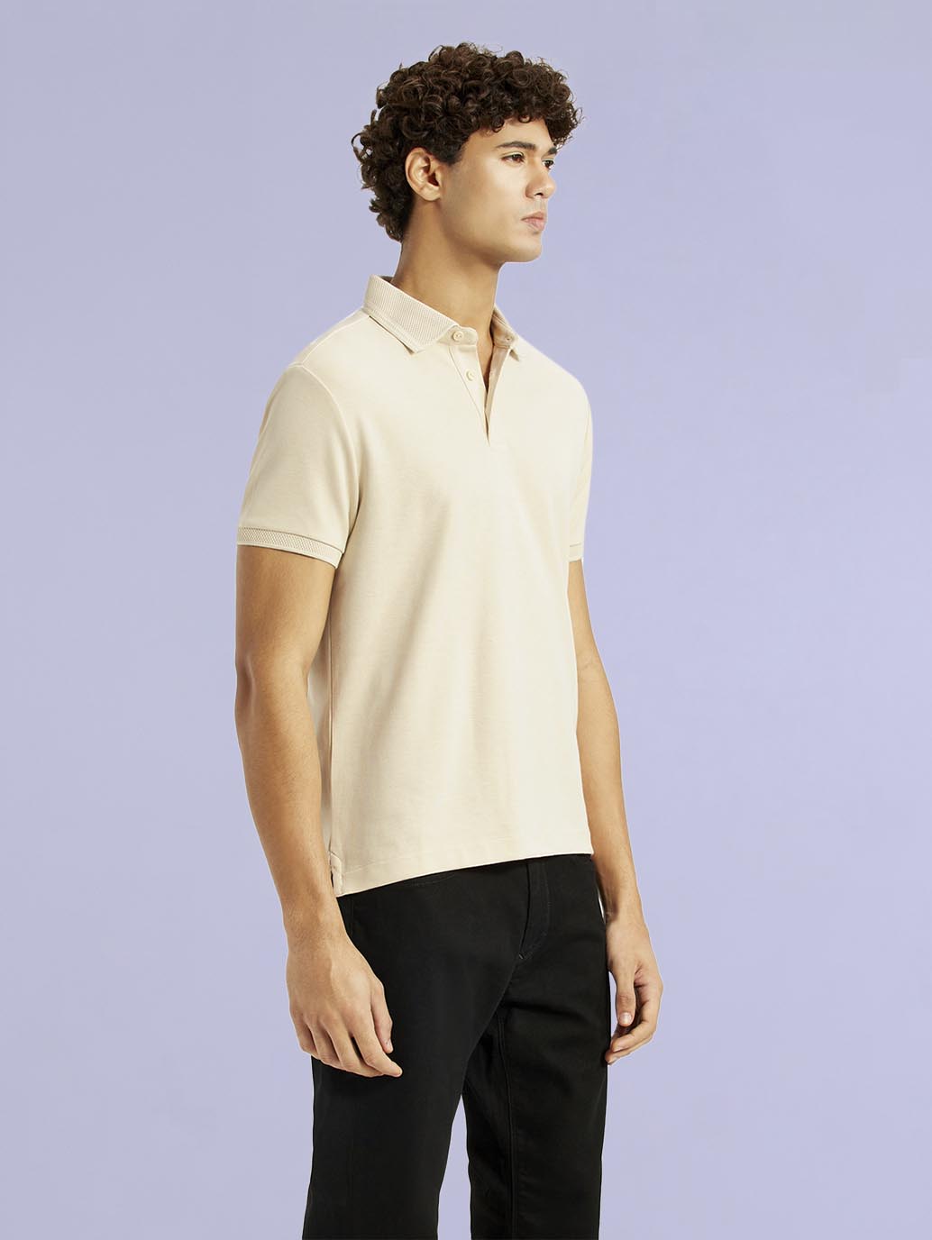 Men's Redloop Solid Cream Slim Fit Polo T-shirt - 67131243-4df0-4d0a-ad83-3d48b6db11b5 View