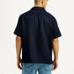 Men's Solid Navy Relaxed Fit Camp Shirt - Back View