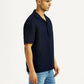 Men's Solid Navy Relaxed Fit Camp Shirt - Side View
