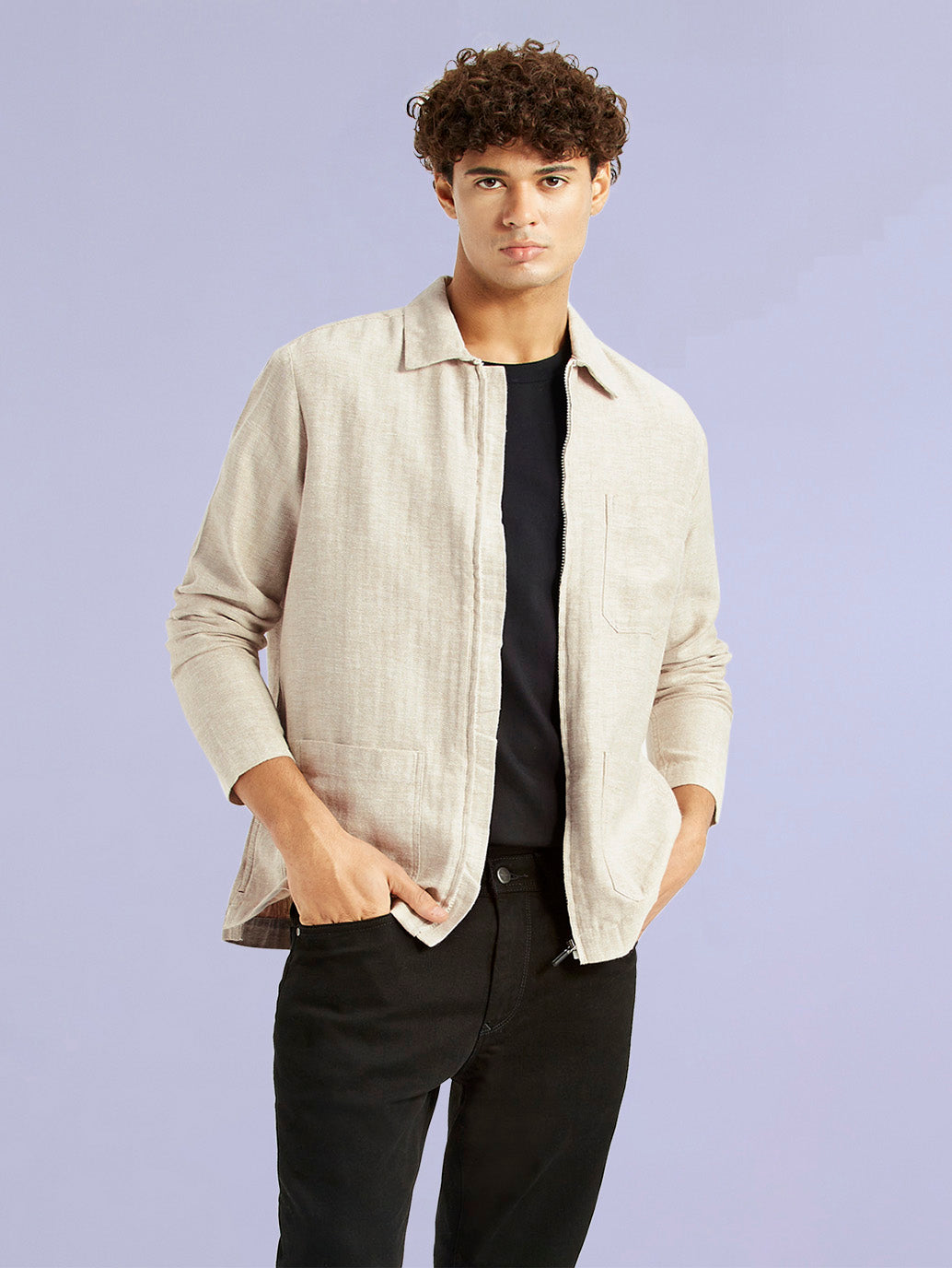 Men's Redloop Self Design Beige Shacket