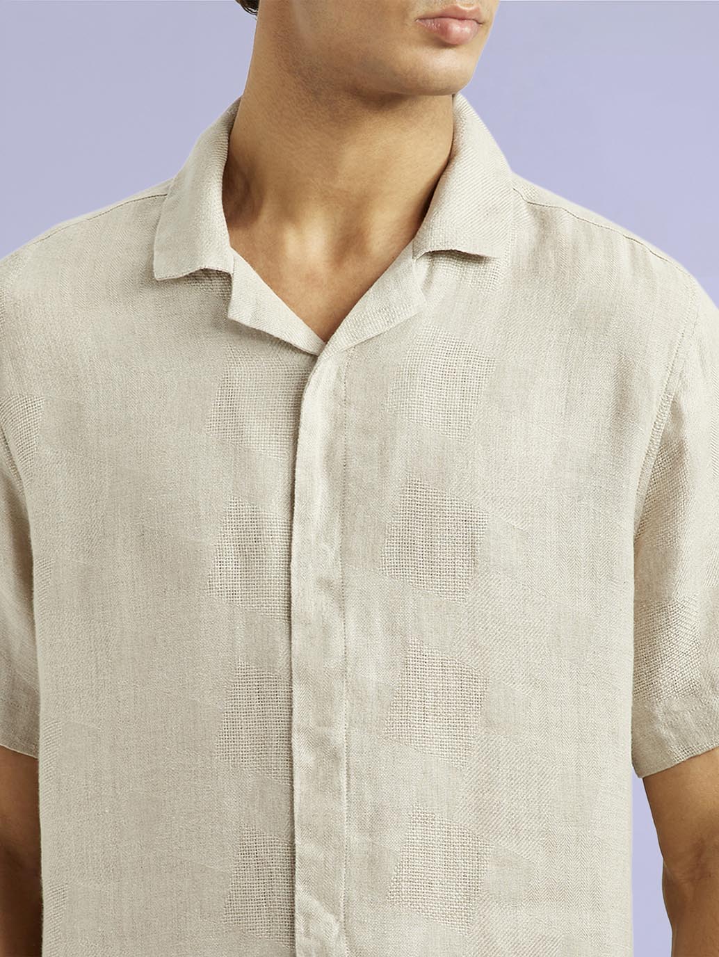 Men's Redloop Solid Beige Relaxed Fit Camp Shirt - a7083254-848b-4220-acb3-a5e7a734eea4 View