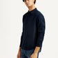 Men's Redloop Solid Navy Slim Fit Shirt - Side View
