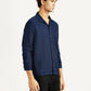 Men's Redloop Solid Navy Relaxed Fit Camp Shirt - Side View