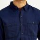 Men's Redloop Solid Navy Slim Fit Shirt - Detail View