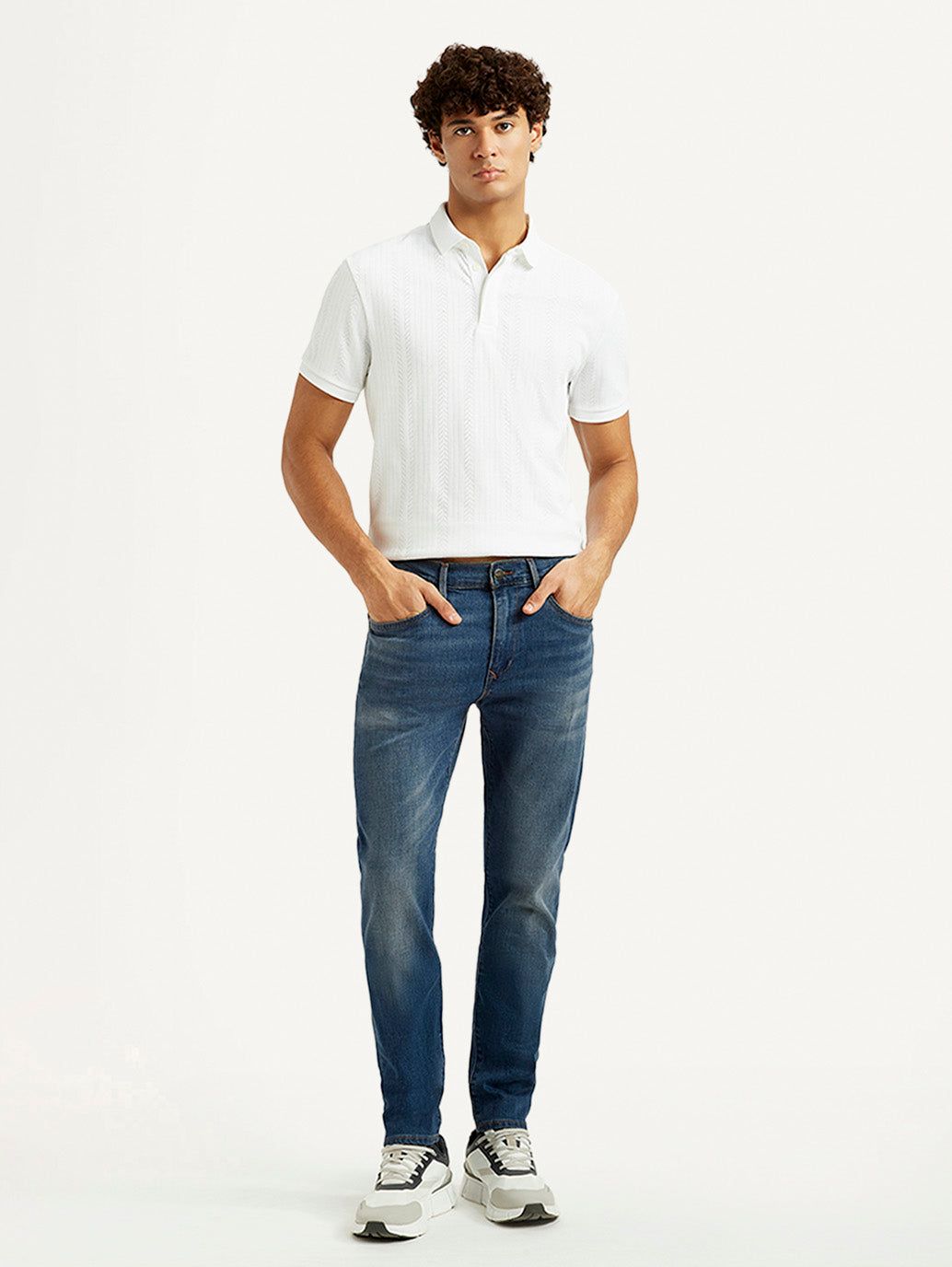 Men's Redloop 512 Blue Slim Tapered Fit Mid Rise Jeans - Front View