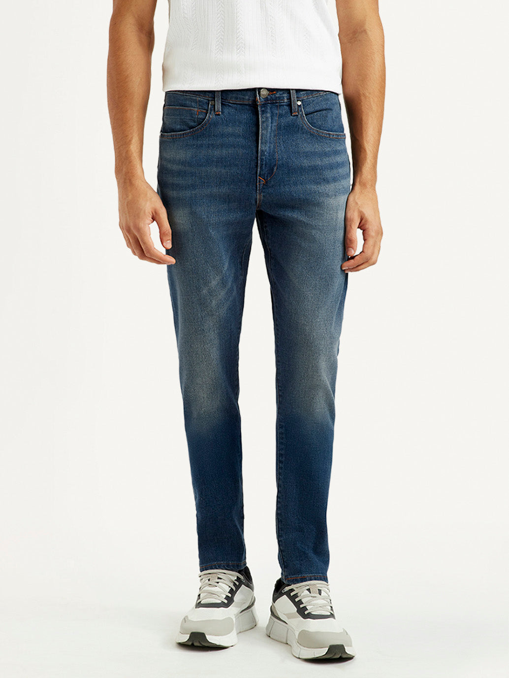 Men's Redloop 512 Blue Slim Tapered Fit Mid Rise Jeans - Front View