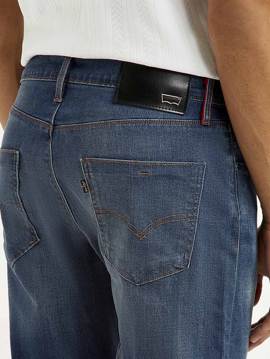 Men's Redloop 512 Blue Slim Tapered Fit Mid Rise Jeans - Detail View