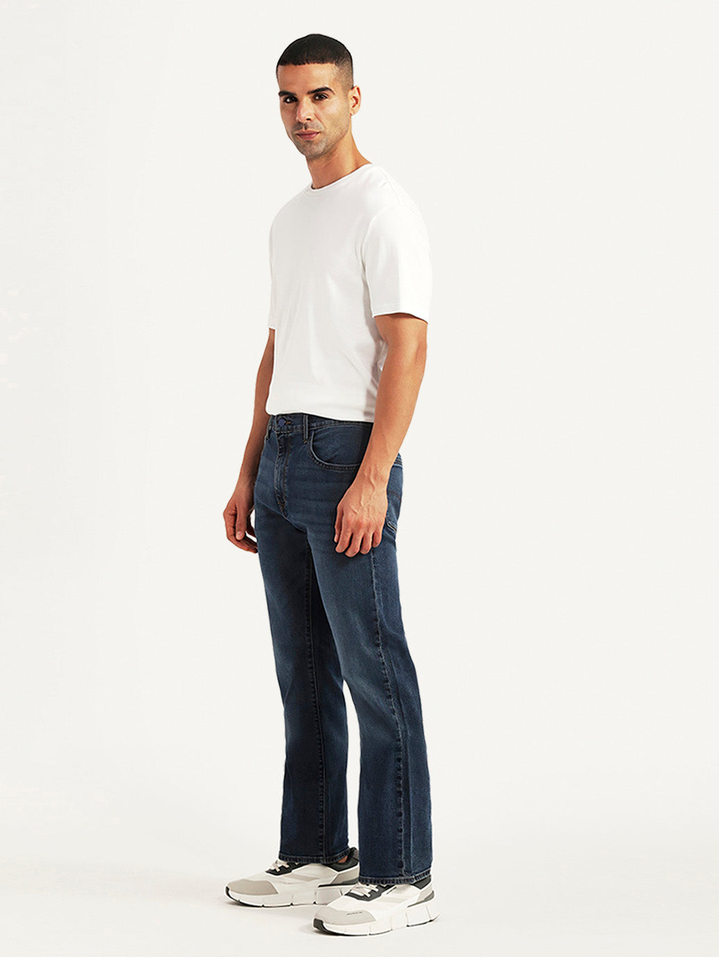 Men's Redloop 517 Dark Blue Bootcut Fit Mid Rise Jeans - Side View