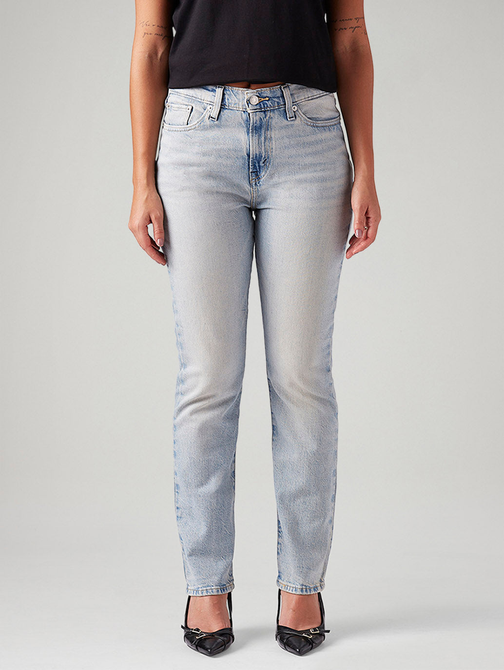 Women's Light Blue Wedgie Slim Fit Mid Rise Jeans - Front View