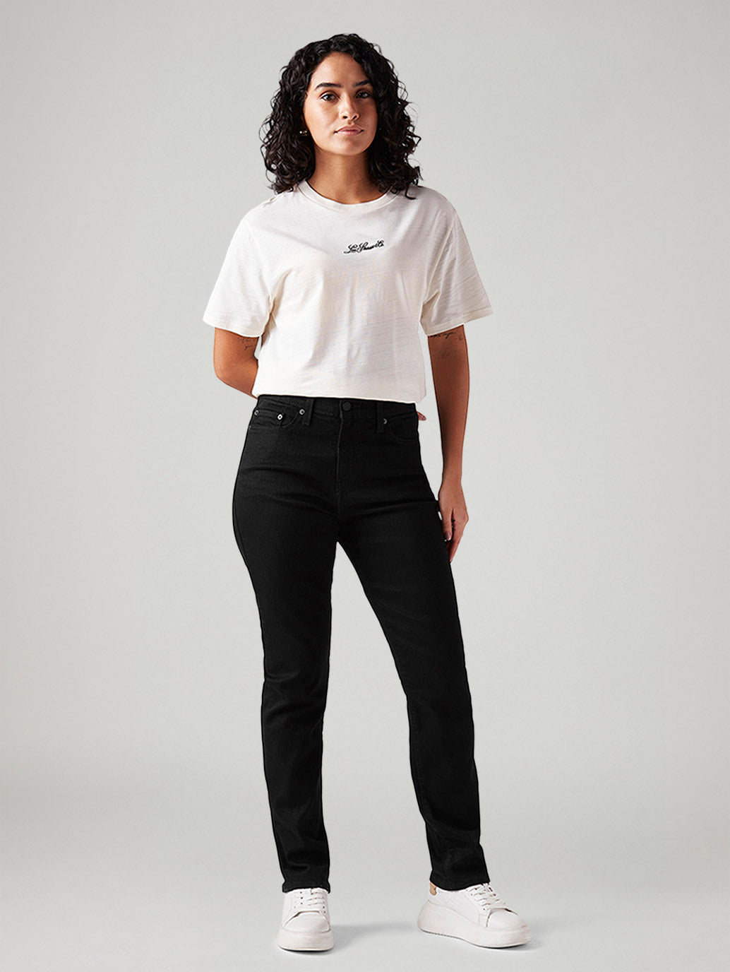 Women's Black Wedgie Slim Fit Mid Rise Jeans - Front View