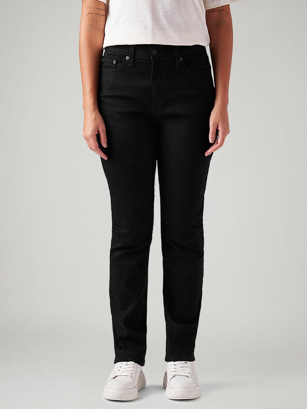 Women's Black Wedgie Slim Fit Mid Rise Jeans - Front View