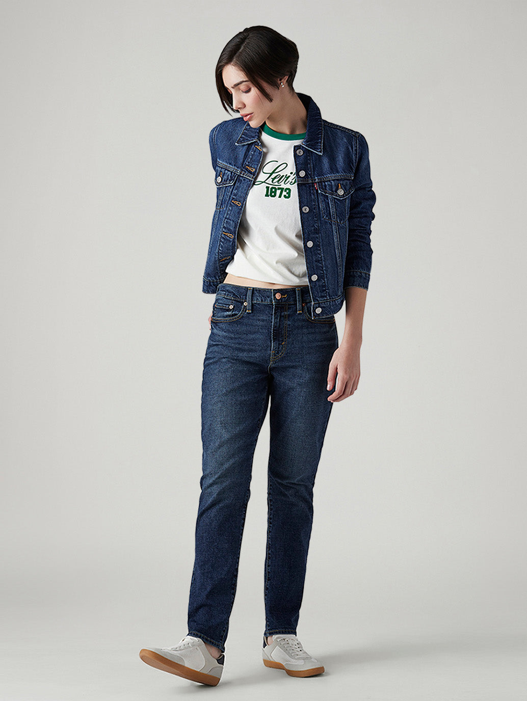 Women's Dark Indigo Wedgie Slim Fit Mid Rise Jeans - Styleshot View
