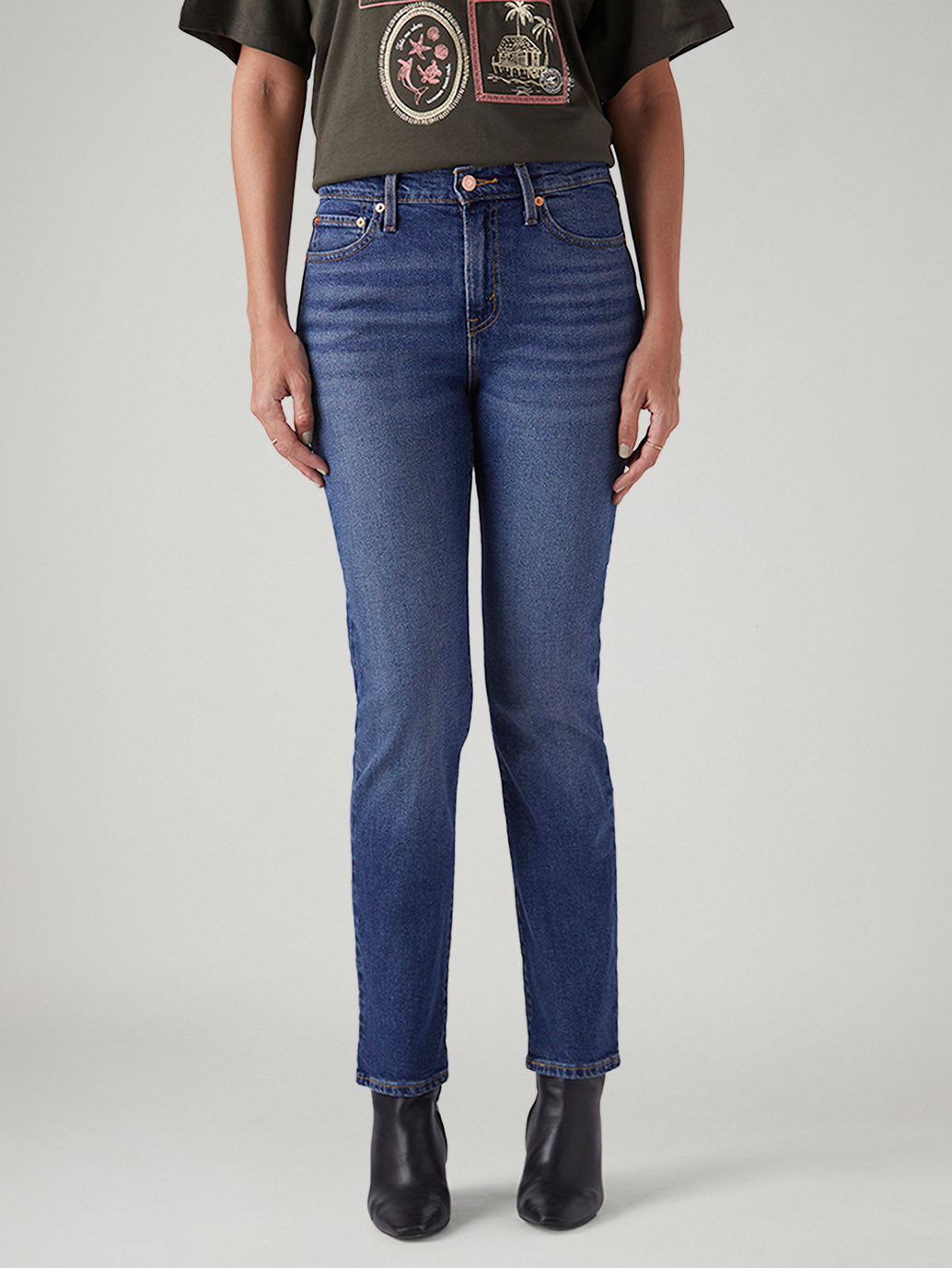 Women's Blue Wedgie Slim Fit Mid Rise Jeans - Front View