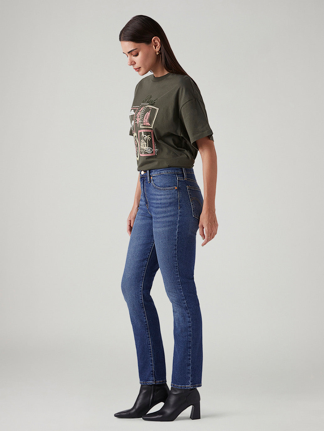 Women's Blue Wedgie Slim Fit Mid Rise Jeans - Side View