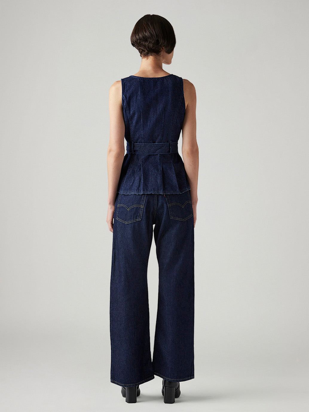 Women's Dark Blue Loose Bootcut Fit Mid Rise Jeans - 79456f30-5522-4ca9-806b-fc11902ac431 View