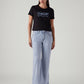 Women's Light Blue Loose Bootcut Fit Mid Rise Jeans - Front View